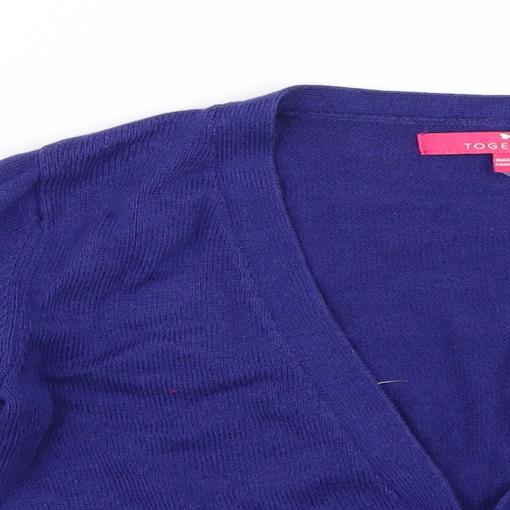Together Womens Purple Floral  Cape Jumper Size 8