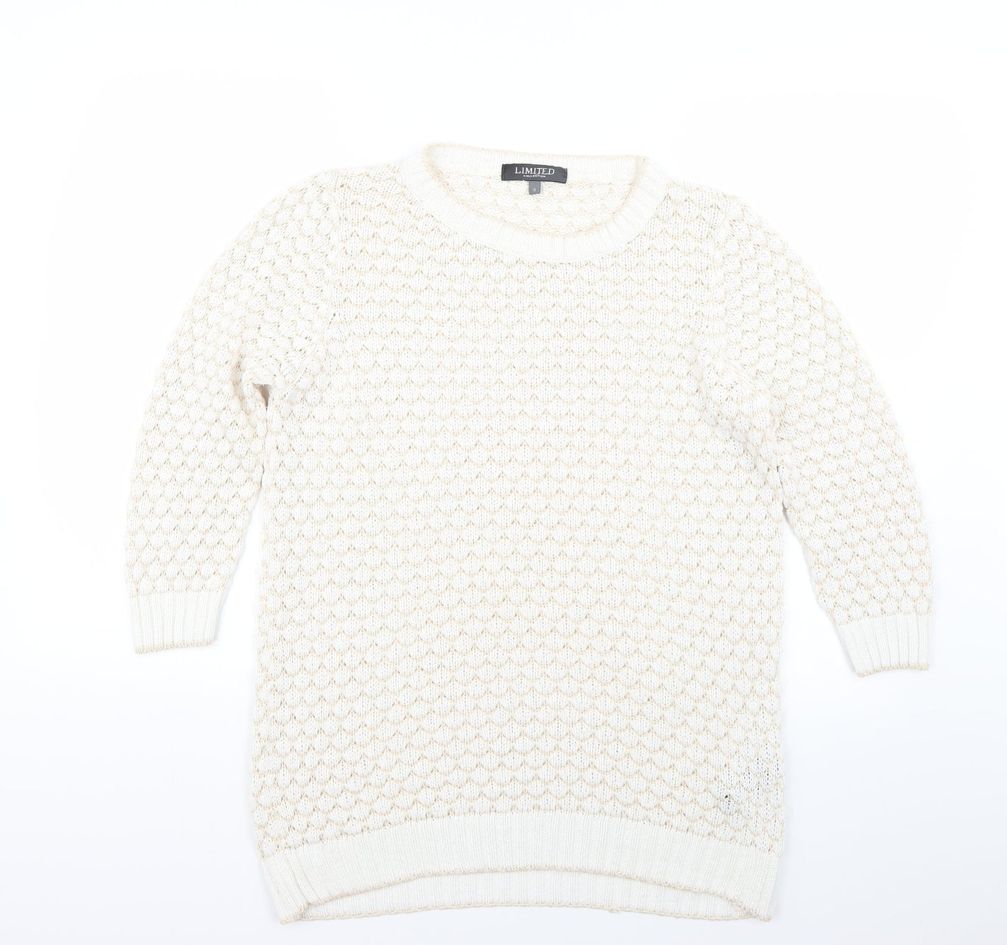 Limited Collection Womens White Argyle/Diamond Knit Pullover Jumper Size 12