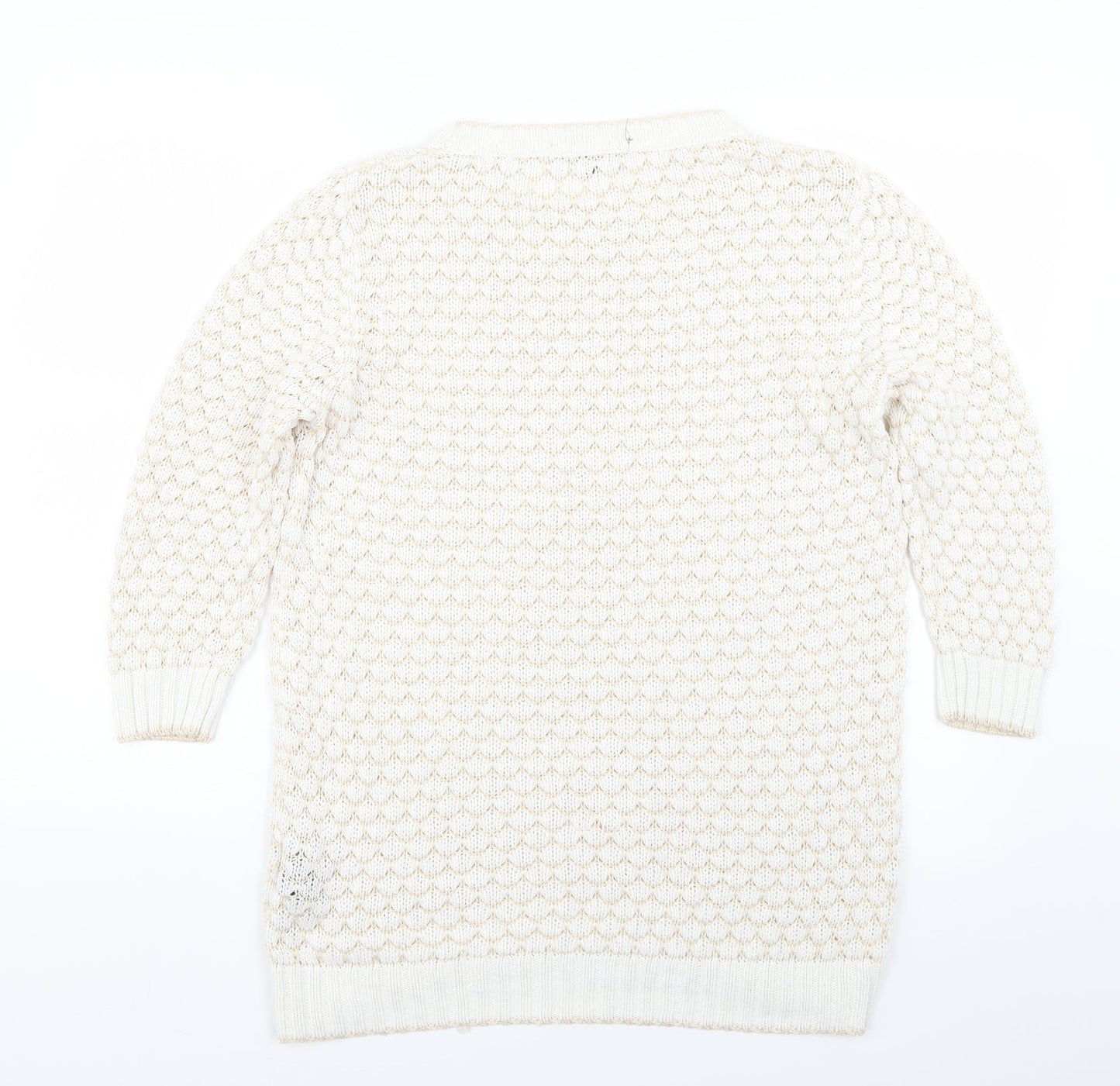 Limited Collection Womens White Argyle/Diamond Knit Pullover Jumper Size 12
