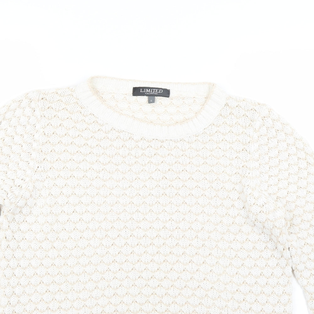 Limited Collection Womens White Argyle/Diamond Knit Pullover Jumper Size 12