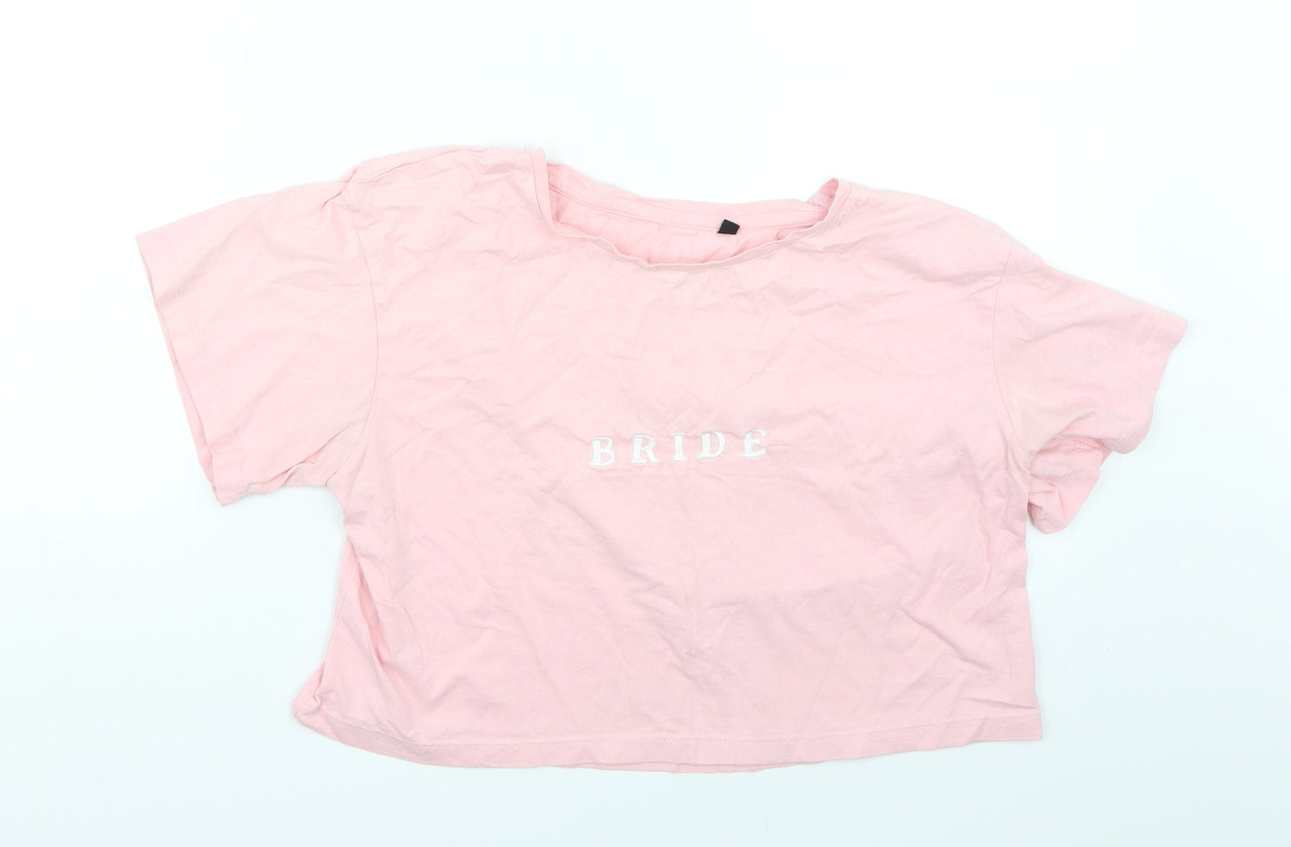 Preworn Womens Pink   Cropped T-Shirt Size M  - Bride