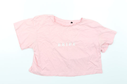 Preworn Womens Pink   Cropped T-Shirt Size M  - Bride