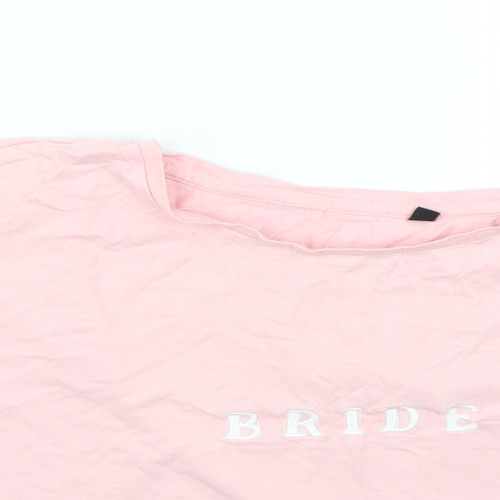 Preworn Womens Pink   Cropped T-Shirt Size M  - Bride