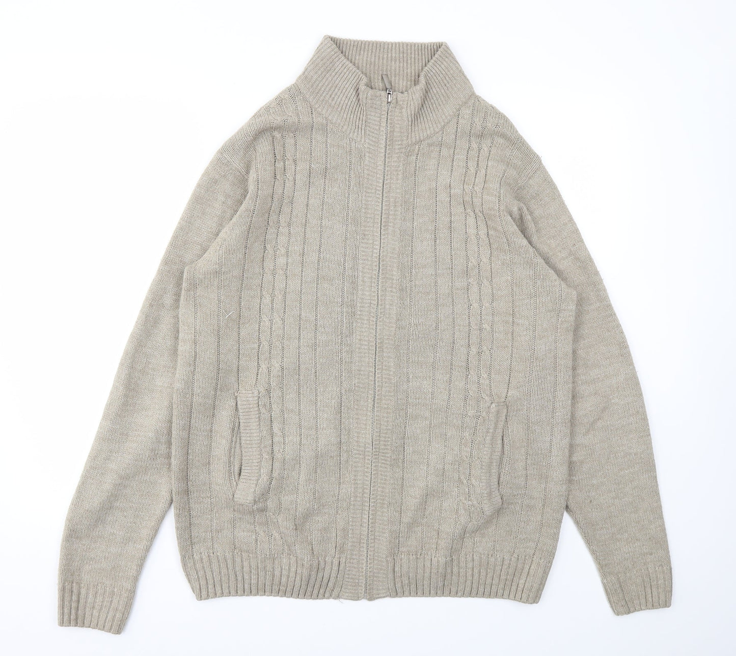 PREMIER MAN Mens Beige   Full Zip Sweatshirt Size M