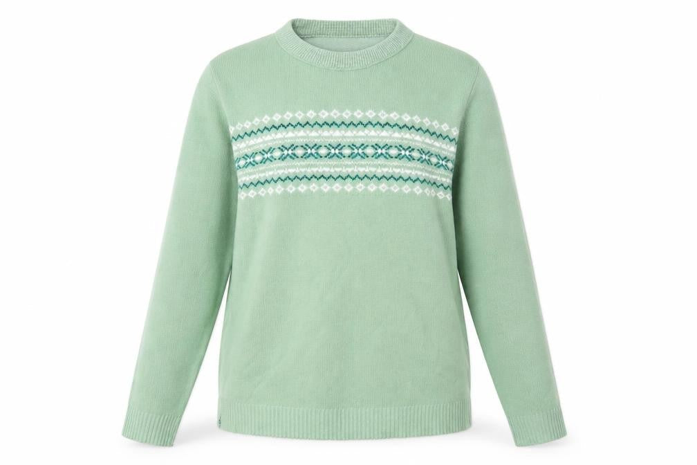 Monique Womens Green Argyle/Diamond  Pullover Jumper Size M
