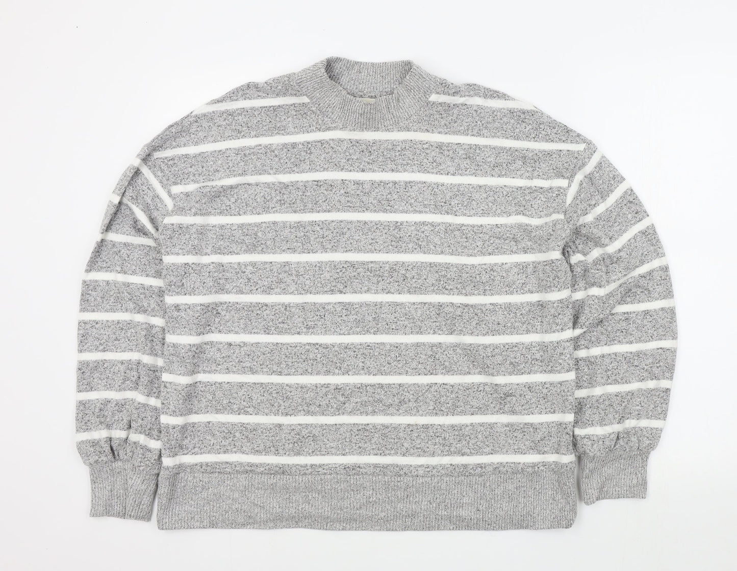 M&S Womens Grey Striped  Pullover Jumper Size 14