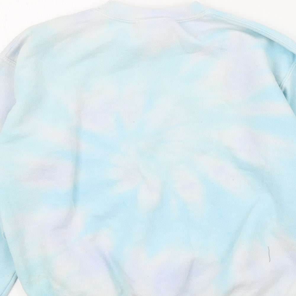Gildan Girls Blue Colourblock  Pullover Jumper Size M