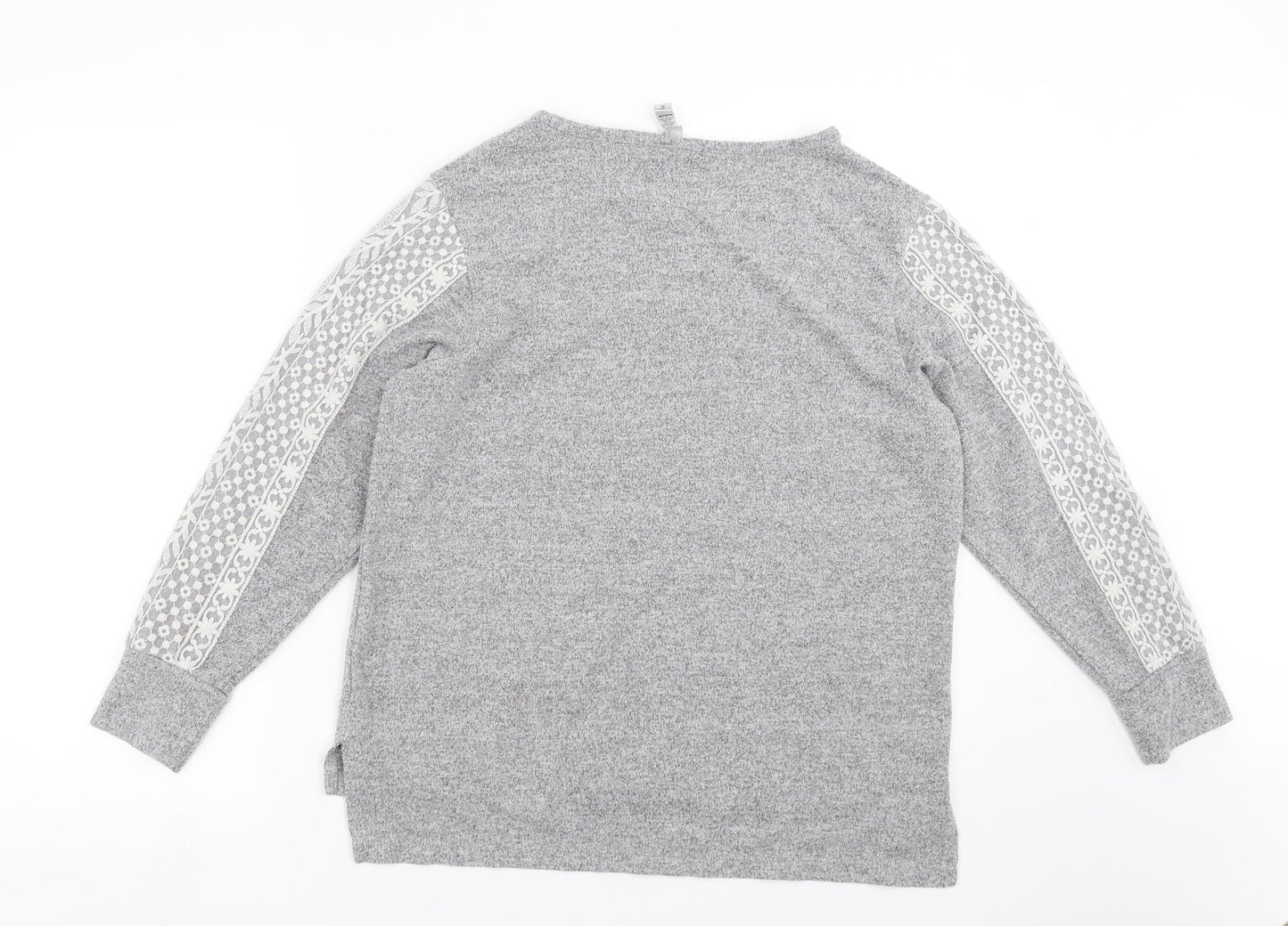 Flora Nikrooz Womens Grey   Pullover Jumper Size M  - Lace Sleeve detail
