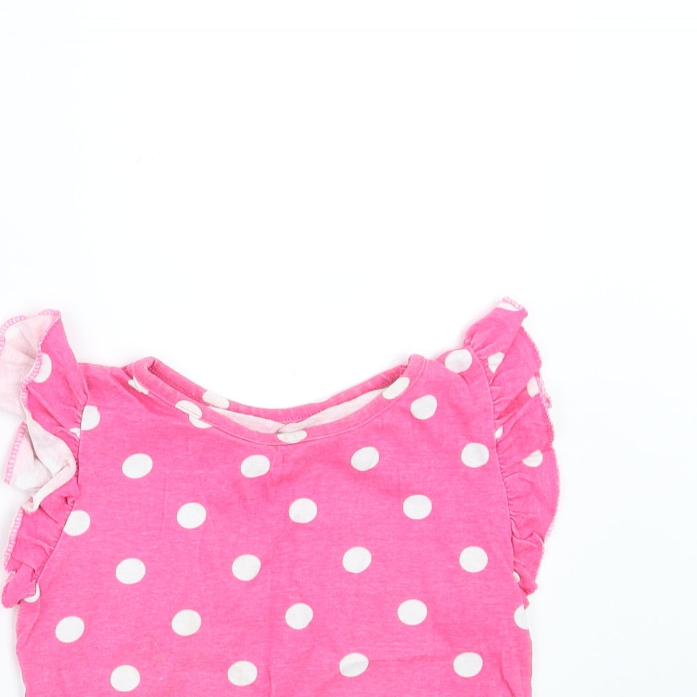 Young Dimension Girls Pink Polka Dot  Basic T-Shirt Size 2-3 Years