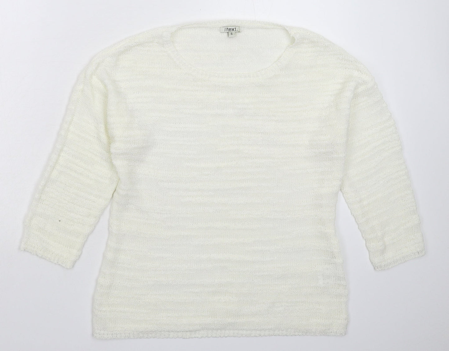 Text Womens White  Knit Pullover Jumper Size S