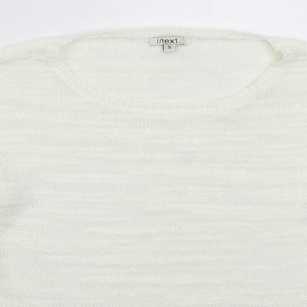 Text Womens White  Knit Pullover Jumper Size S