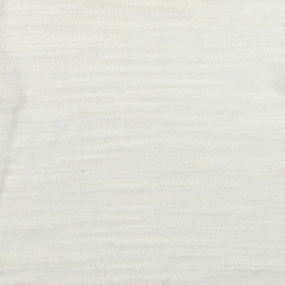 Text Womens White  Knit Pullover Jumper Size S