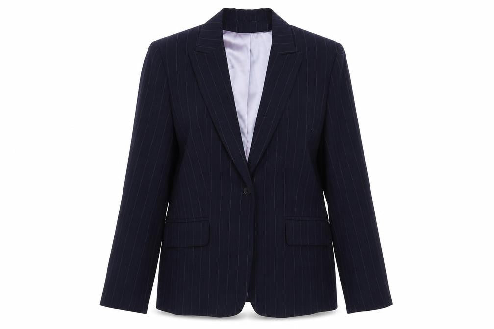 Autonomy Womens Blue Striped  Jacket Suit Jacket Size 12