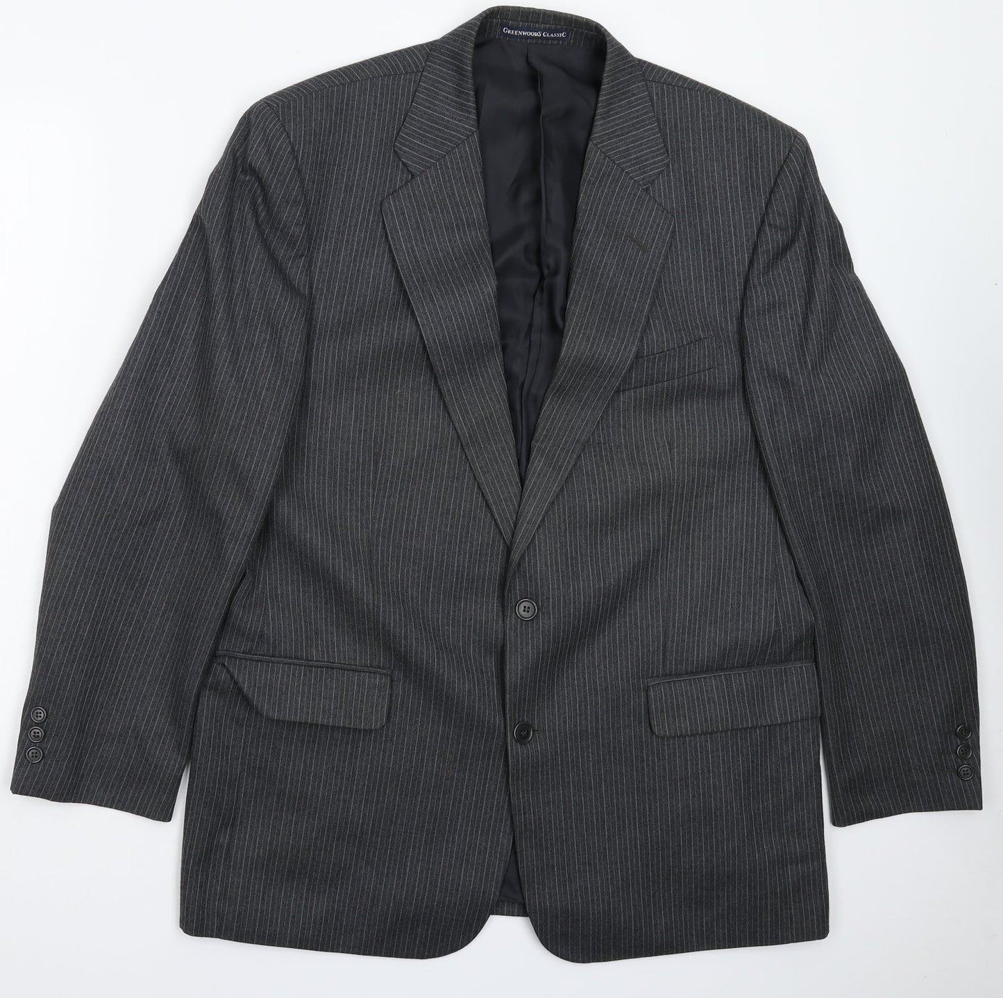 Greenwods Mens Grey Striped  Jacket Suit Jacket Size 42