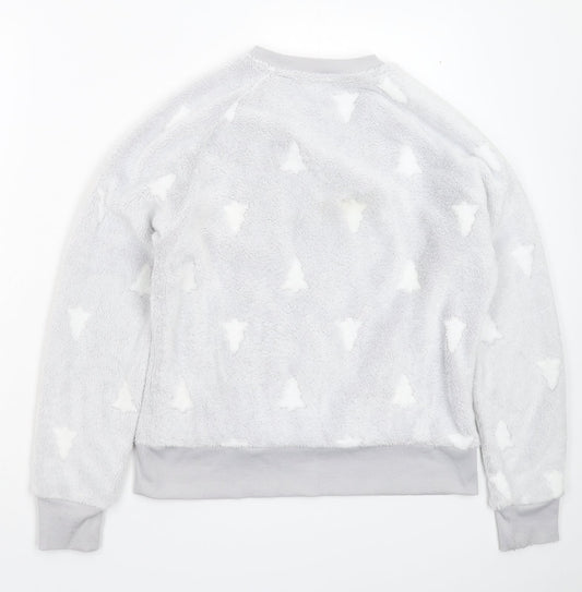 Boux Avenue Womens Silver Geometric Fleece Top Pyjama Top Size S