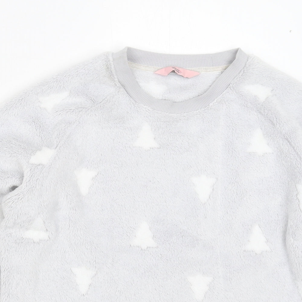 Boux Avenue Womens Silver Geometric Fleece Top Pyjama Top Size S