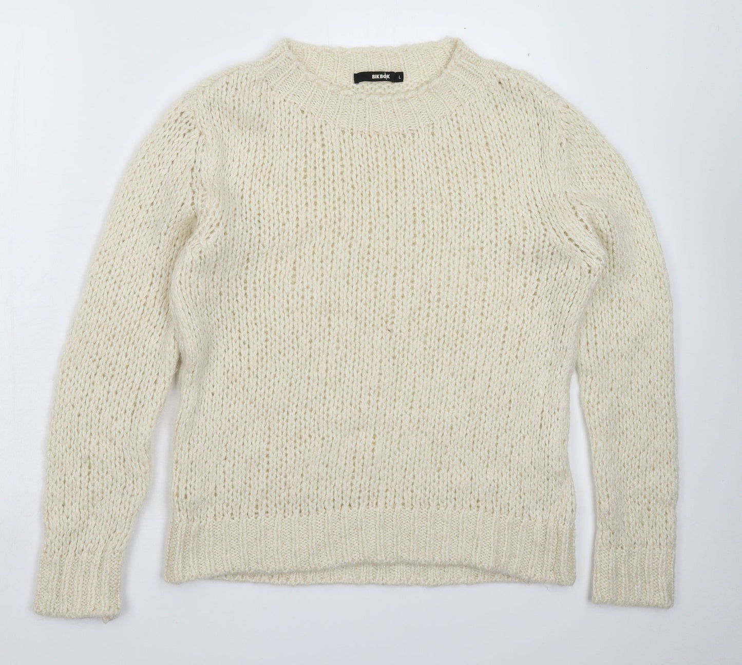 Bik Bok Womens White  Knit Pullover Jumper Size L