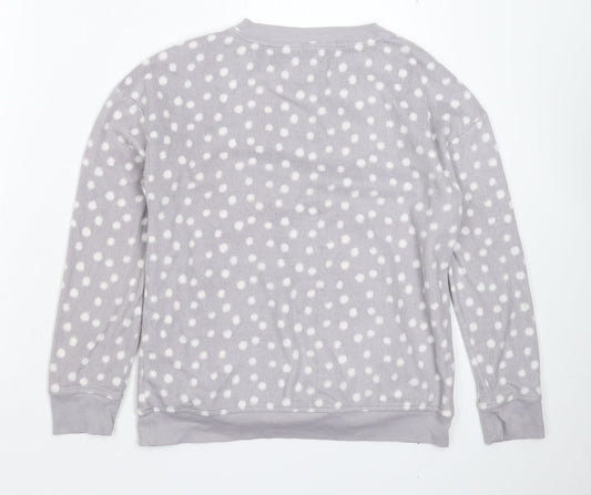Marks and Spencer Womens Grey Polka Dot Fleece Top Pyjama Top Size 10