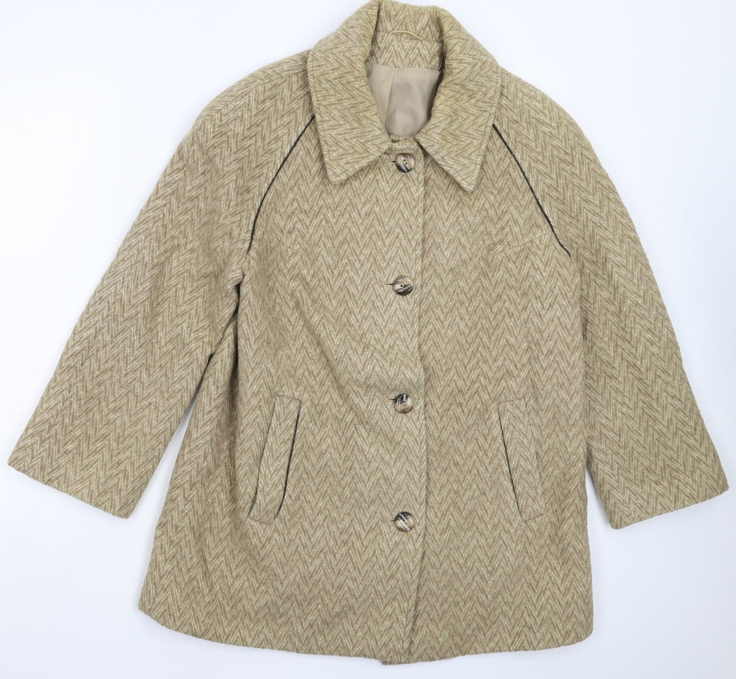 La Petite Womens Beige Herringbone  Jacket Coat Size L