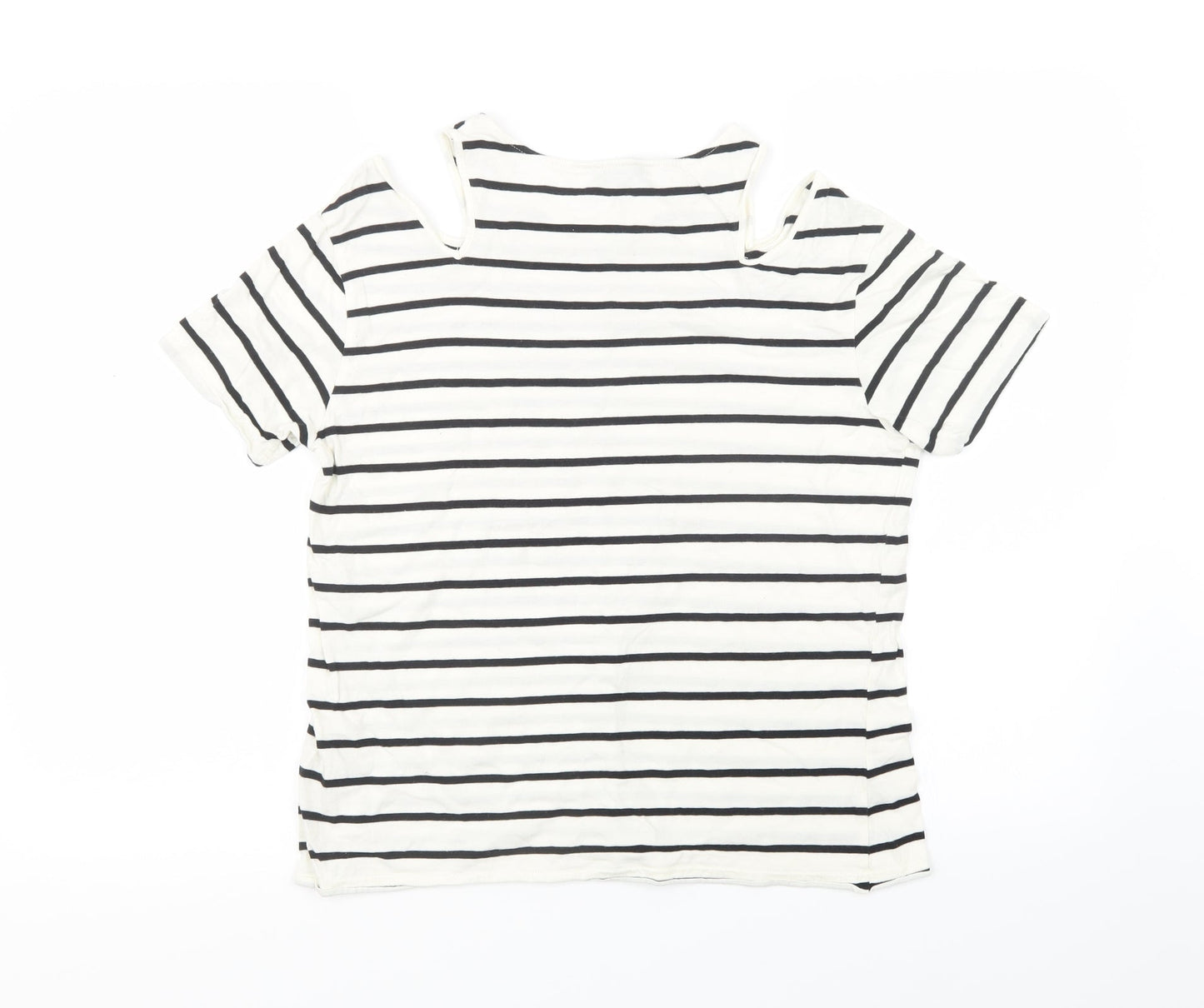 Topshop Womens White Striped  Basic T-Shirt Size 10
