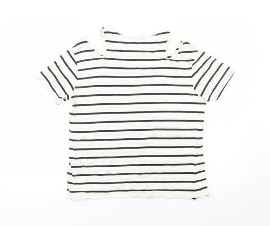 Topshop Womens White Striped  Basic T-Shirt Size 10