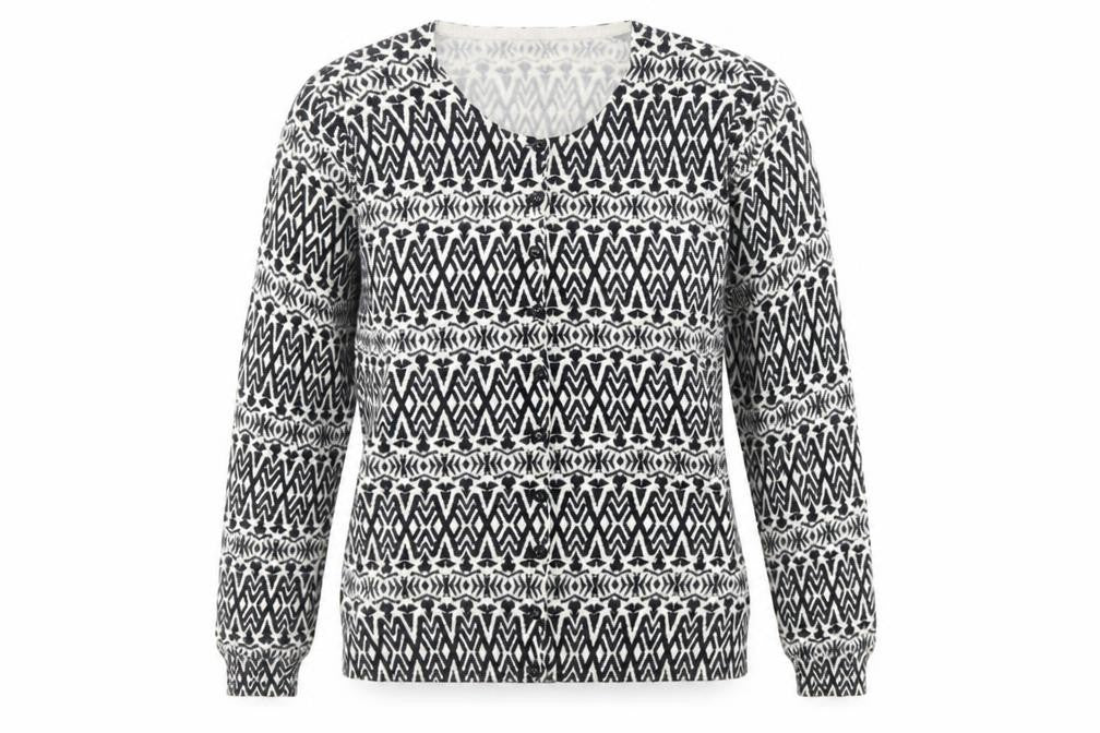 Marks and Spencer Womens Black Geometric  Cardigan Jumper Size 8