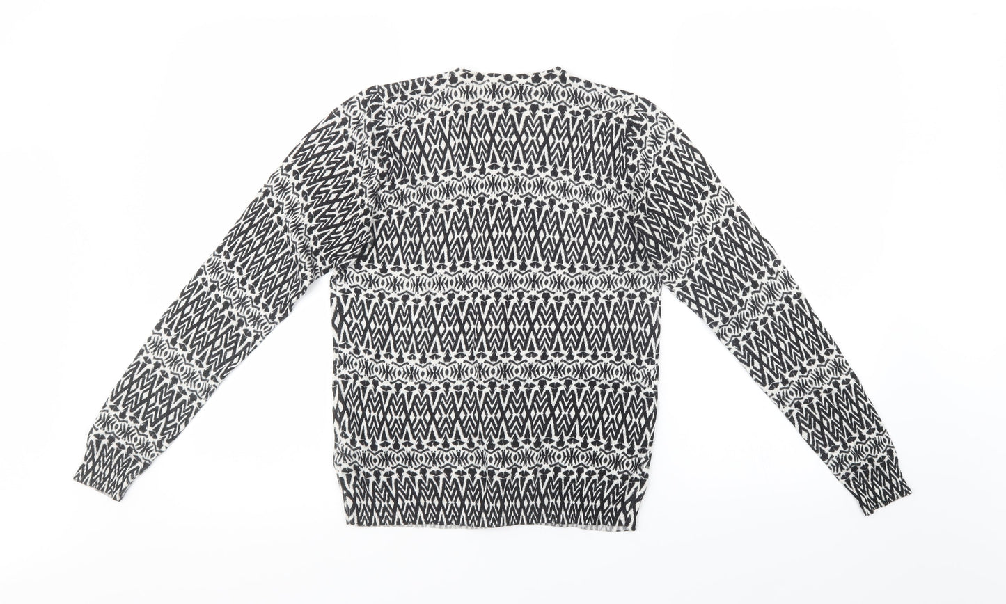Marks and Spencer Womens Black Geometric  Cardigan Jumper Size 8
