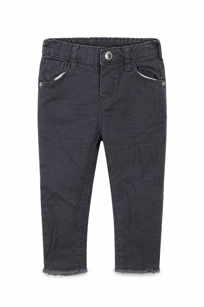 Front view of Denim & Co. girls’ grey jogger jeans, size 12-18, months