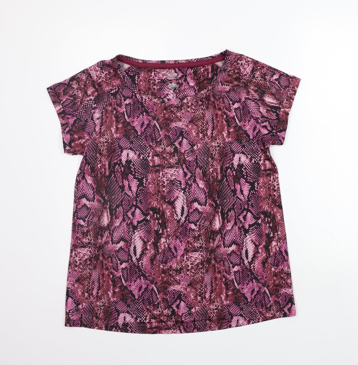 Athletic Works Womens Purple Animal Print  Basic T-Shirt Size S