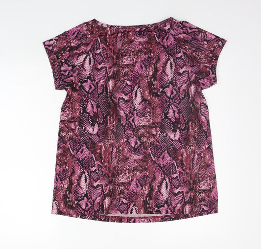 Athletic Works Womens Purple Animal Print  Basic T-Shirt Size S