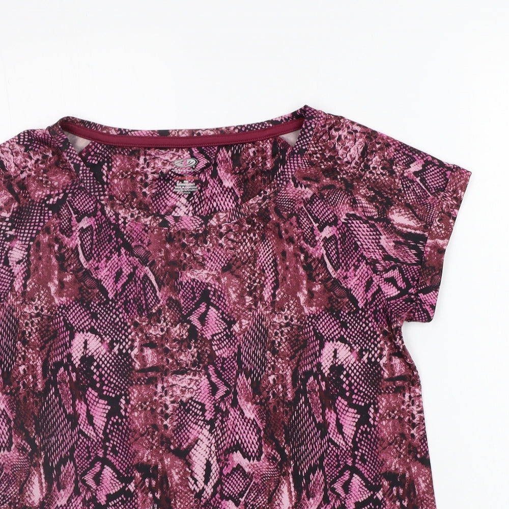 Athletic Works Womens Purple Animal Print  Basic T-Shirt Size S