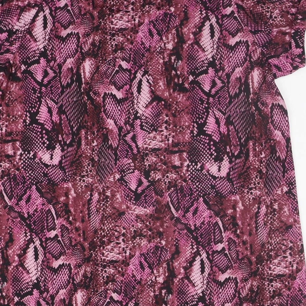Athletic Works Womens Purple Animal Print  Basic T-Shirt Size S