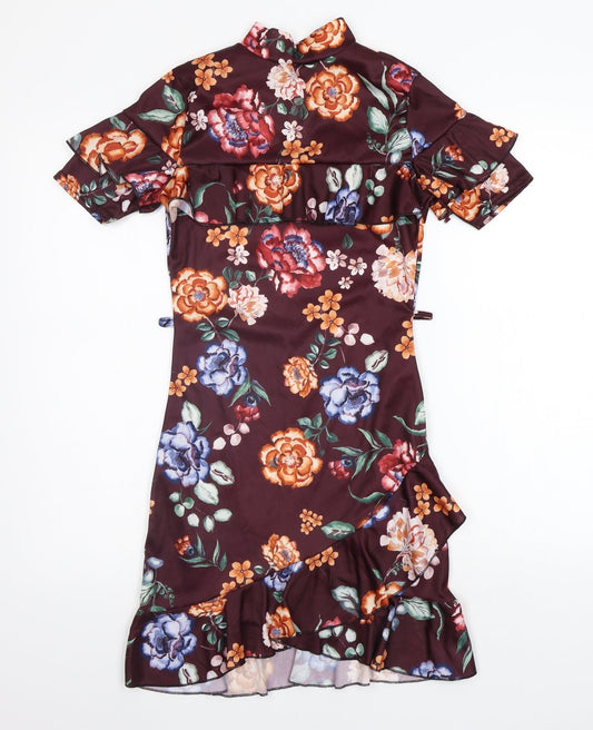 misguided Womens Purple Floral  A-Line  Size 8