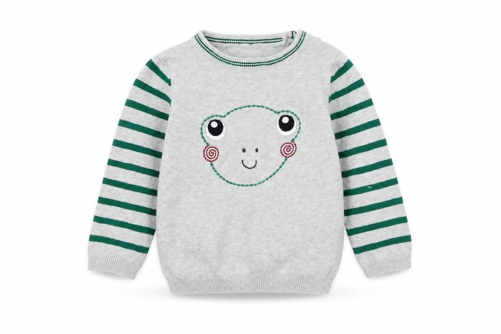 TU Girls Grey Striped  Pullover Jumper Size 12-18 Months  - FROG