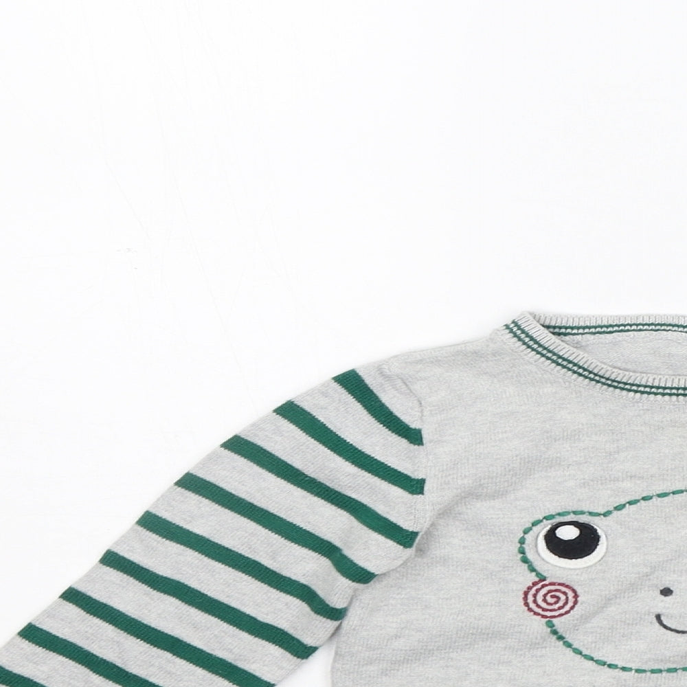 TU Girls Grey Striped  Pullover Jumper Size 12-18 Months  - FROG