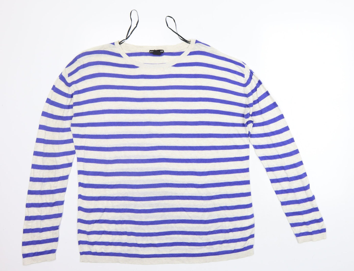 H&M Womens Blue Striped  Pullover Jumper Size M