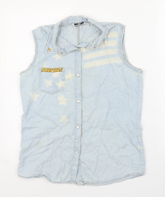 New Look Girls Blue  Denim Basic Blouse Size 14 Years