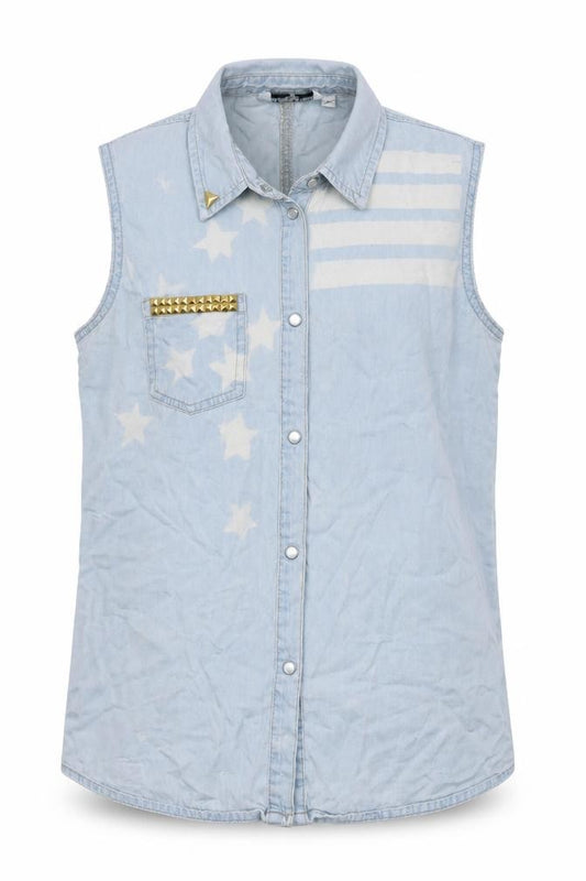 New Look Girls Blue  Denim Basic Blouse Size 14 Years