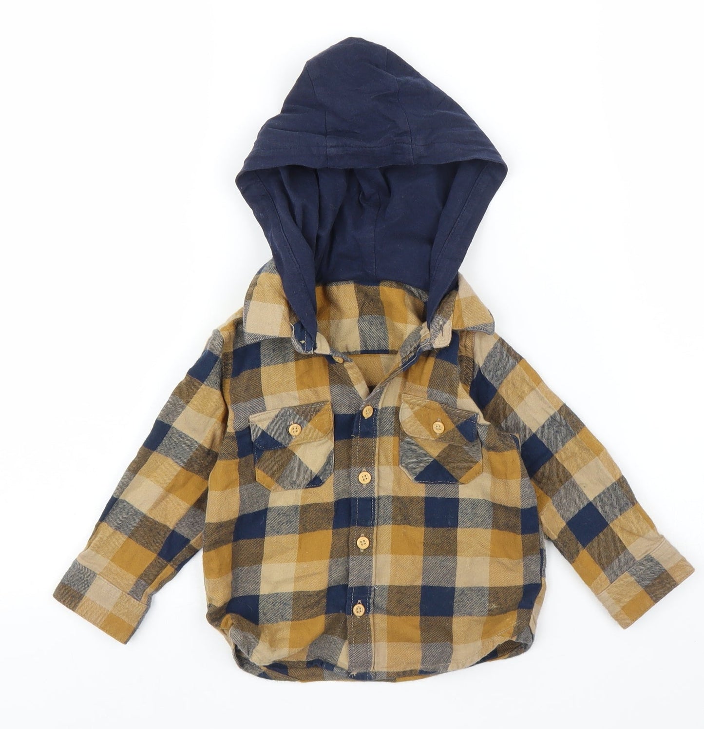 Matalan Boys Beige Check  Basic Button-Up Size 2 Years