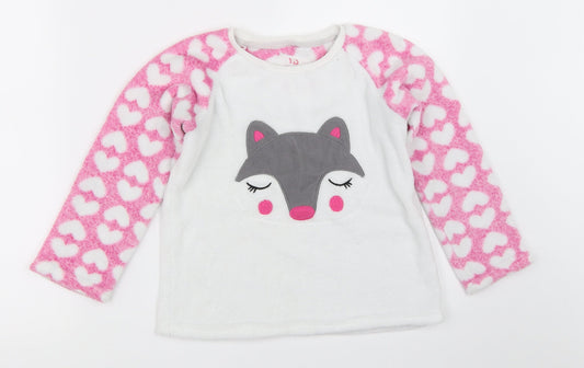 YD Girls White Solid  Top Pyjama Top Size 6-7 Years