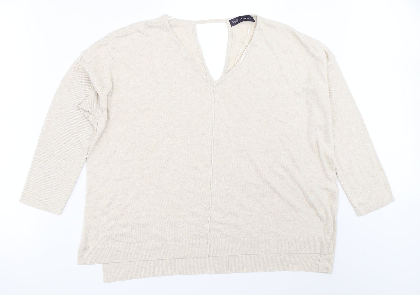 Marks and Spencer Womens Beige   Pullover Jumper Size 16