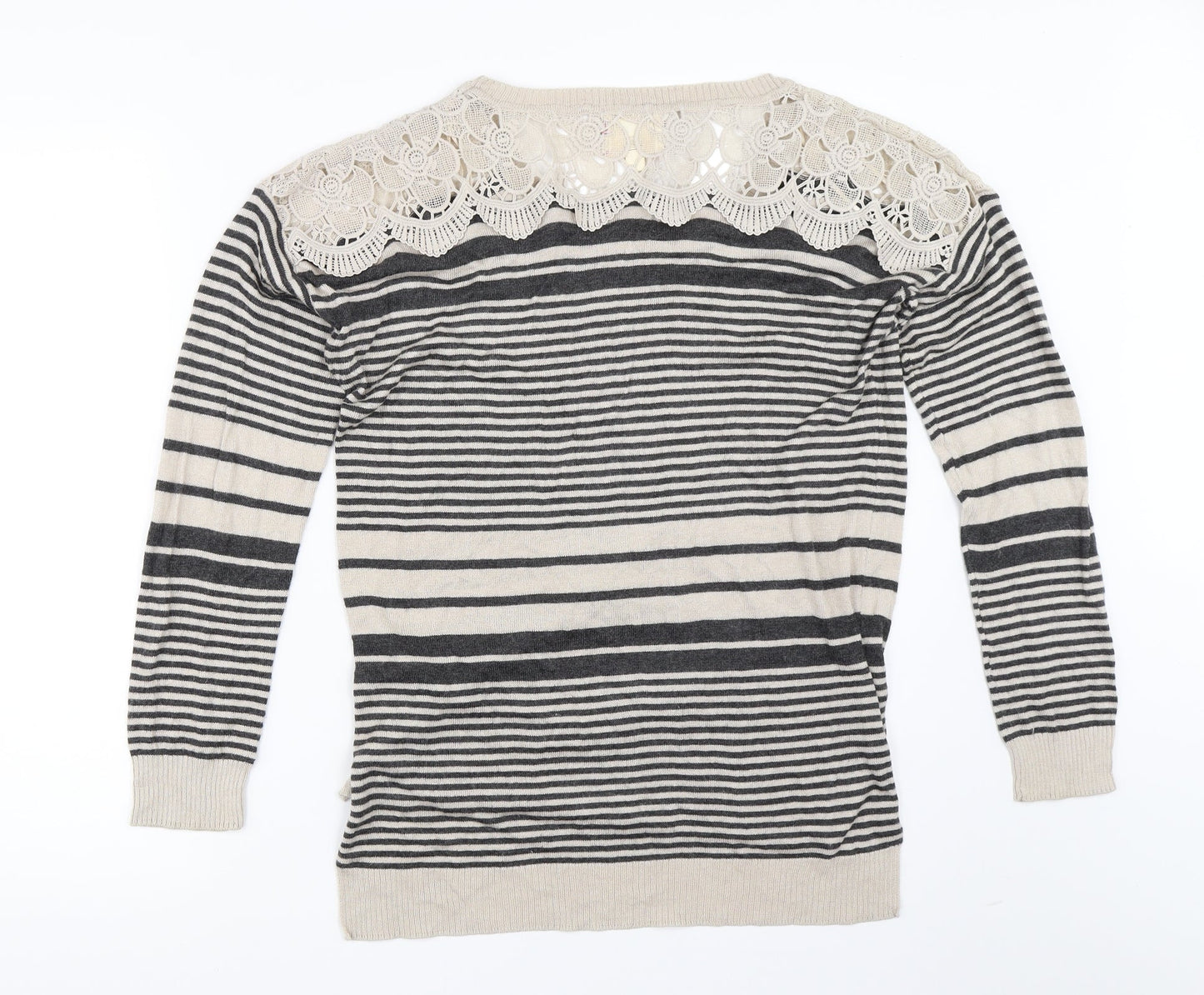 Hippie Rose Womens Beige Striped  Pullover Jumper Size M