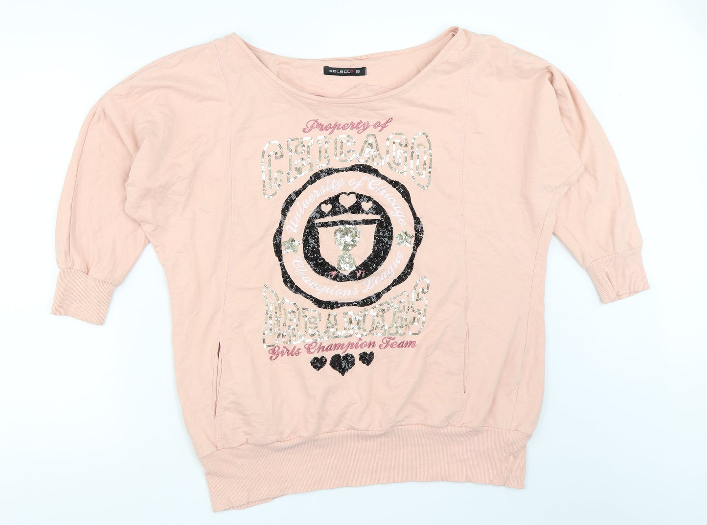 Select Womens Pink   Pullover Sweatshirt Size 16
