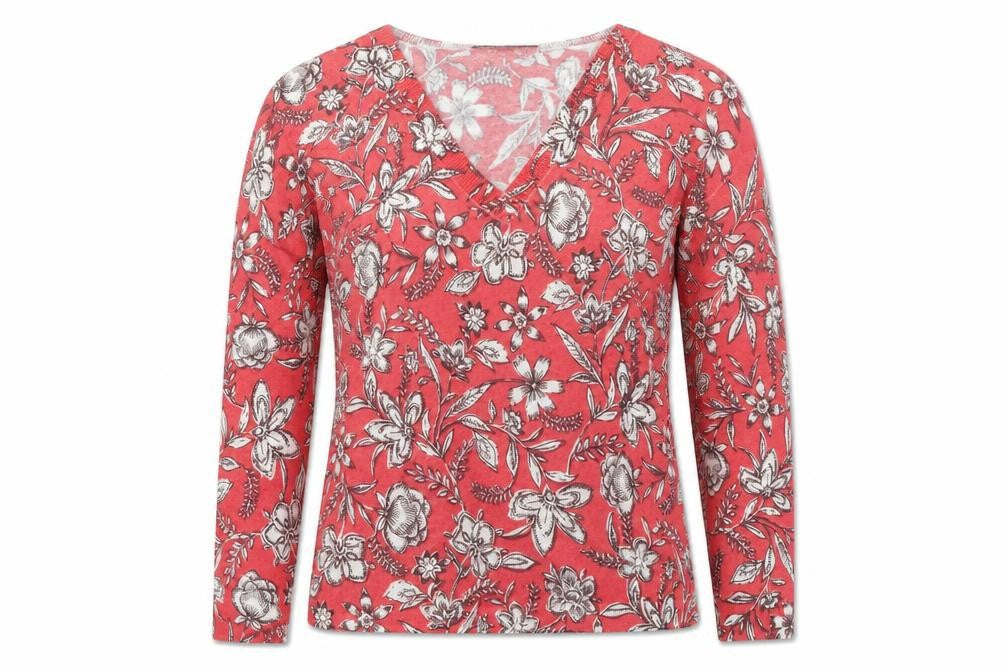 Marks and Spencer Womens Red Floral  Pullover Jumper Size S