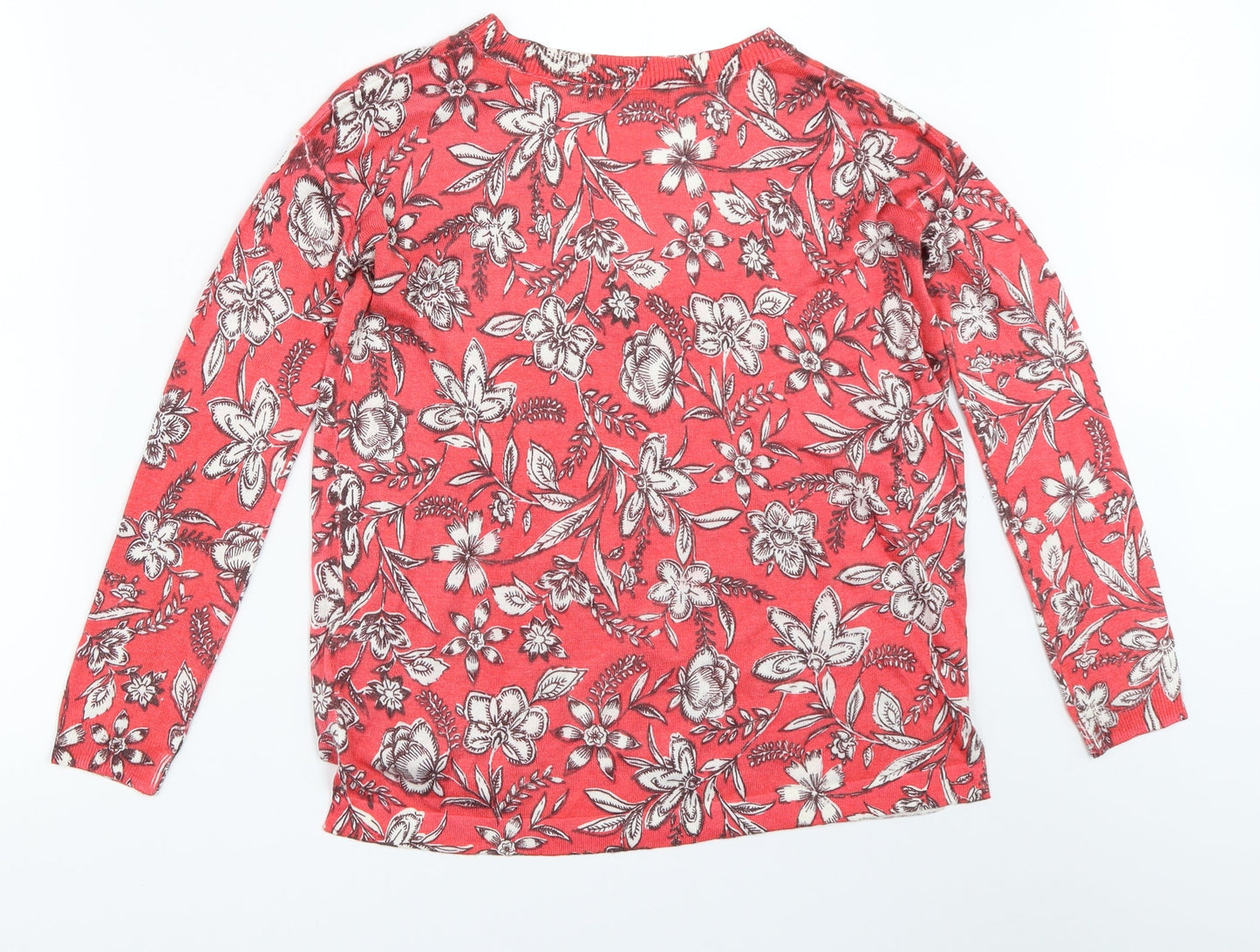 Marks and Spencer Womens Red Floral  Pullover Jumper Size S
