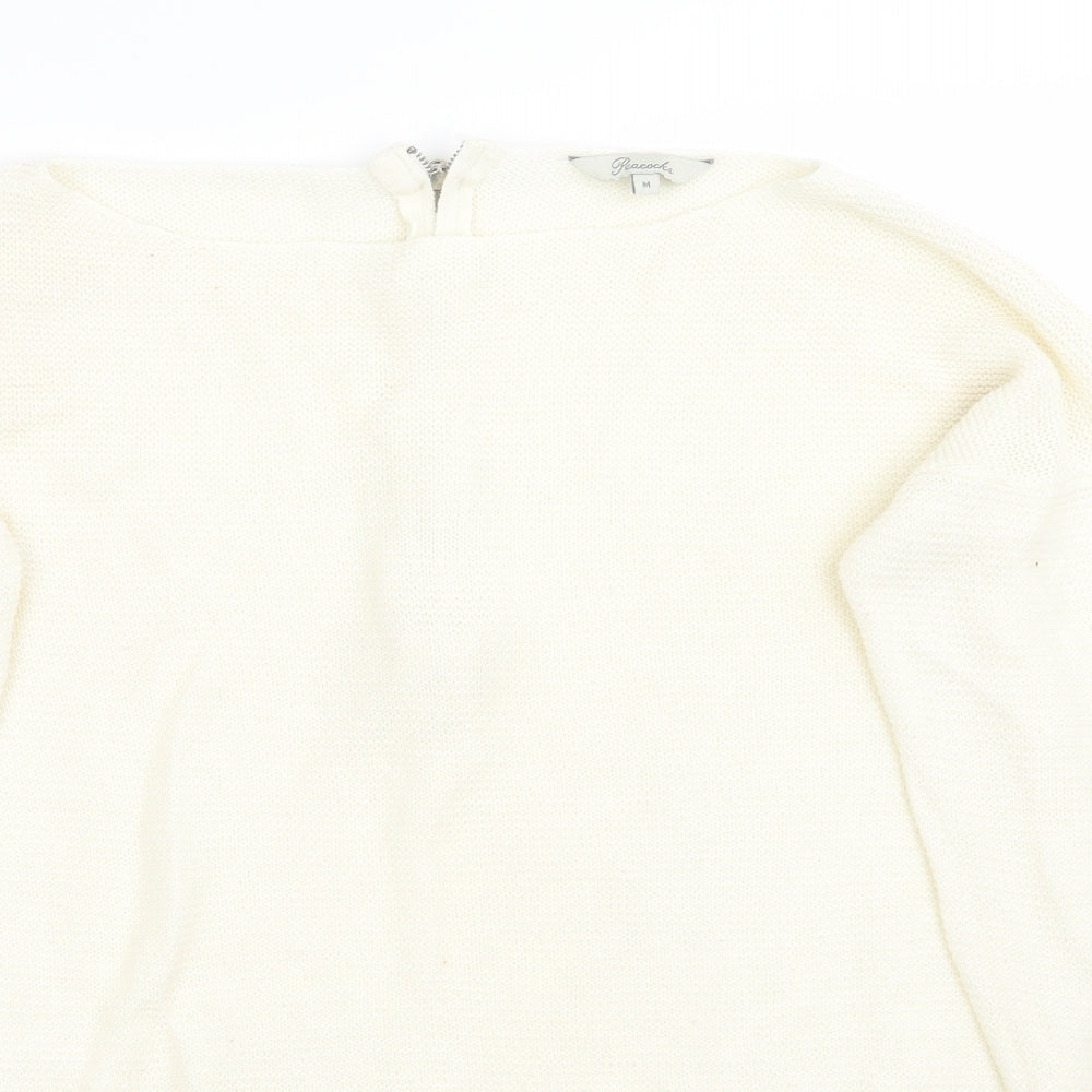Peacocks Womens White   Pullover Jumper Size M