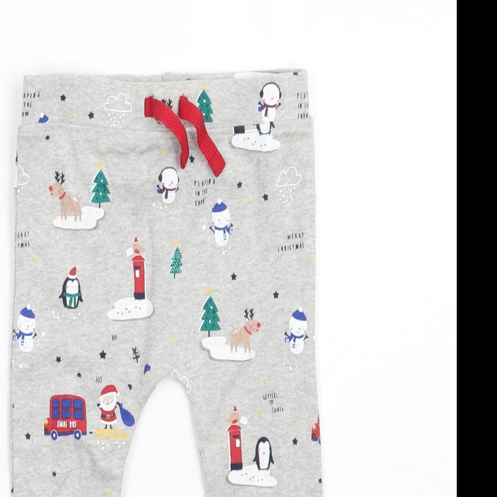 George Baby Grey Geometric  Sweatpants Trousers Size 9 Months  - Christmas