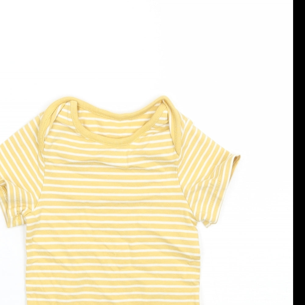 Marks and Spencer Girls Yellow Striped  Babygrow One-Piece Size 6-9 Months