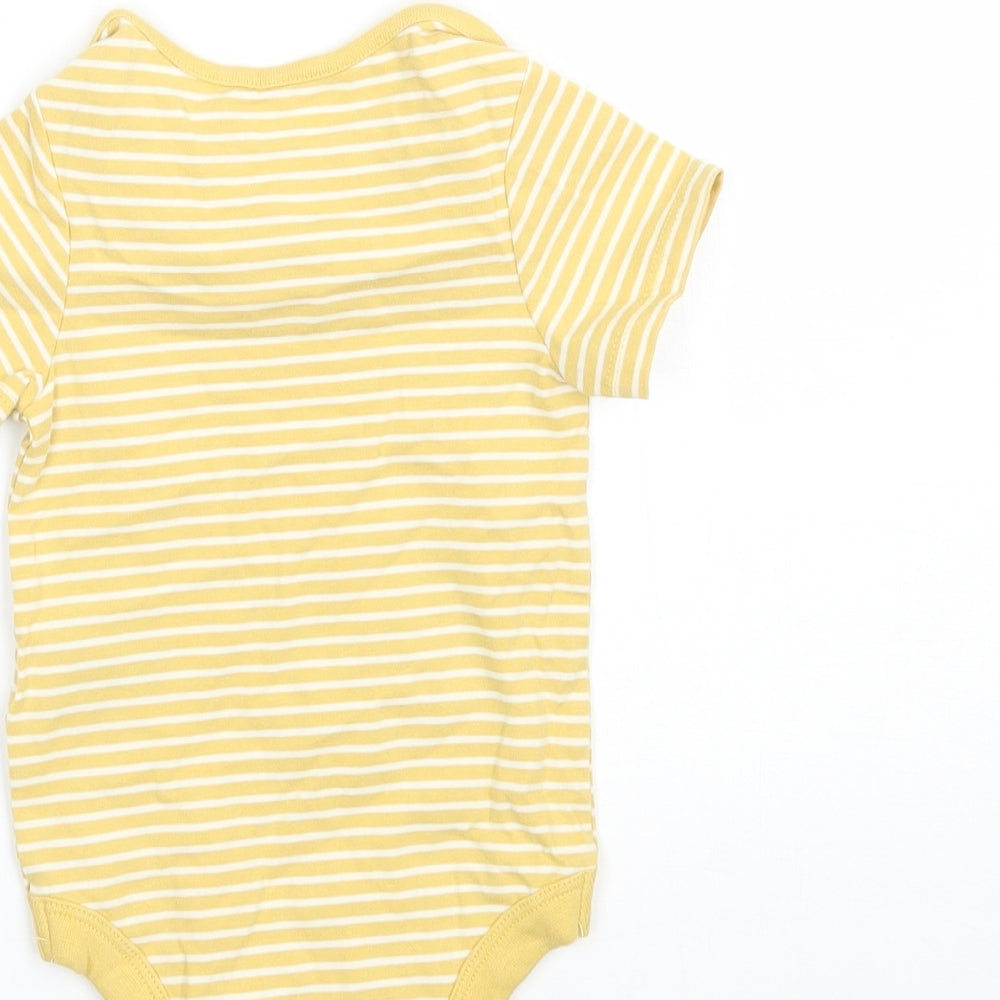 Marks and Spencer Girls Yellow Striped  Babygrow One-Piece Size 6-9 Months