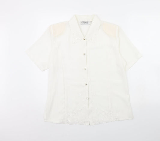 Clothes Contact Womens White   Basic Button-Up Size 12  - Shoulder Pads